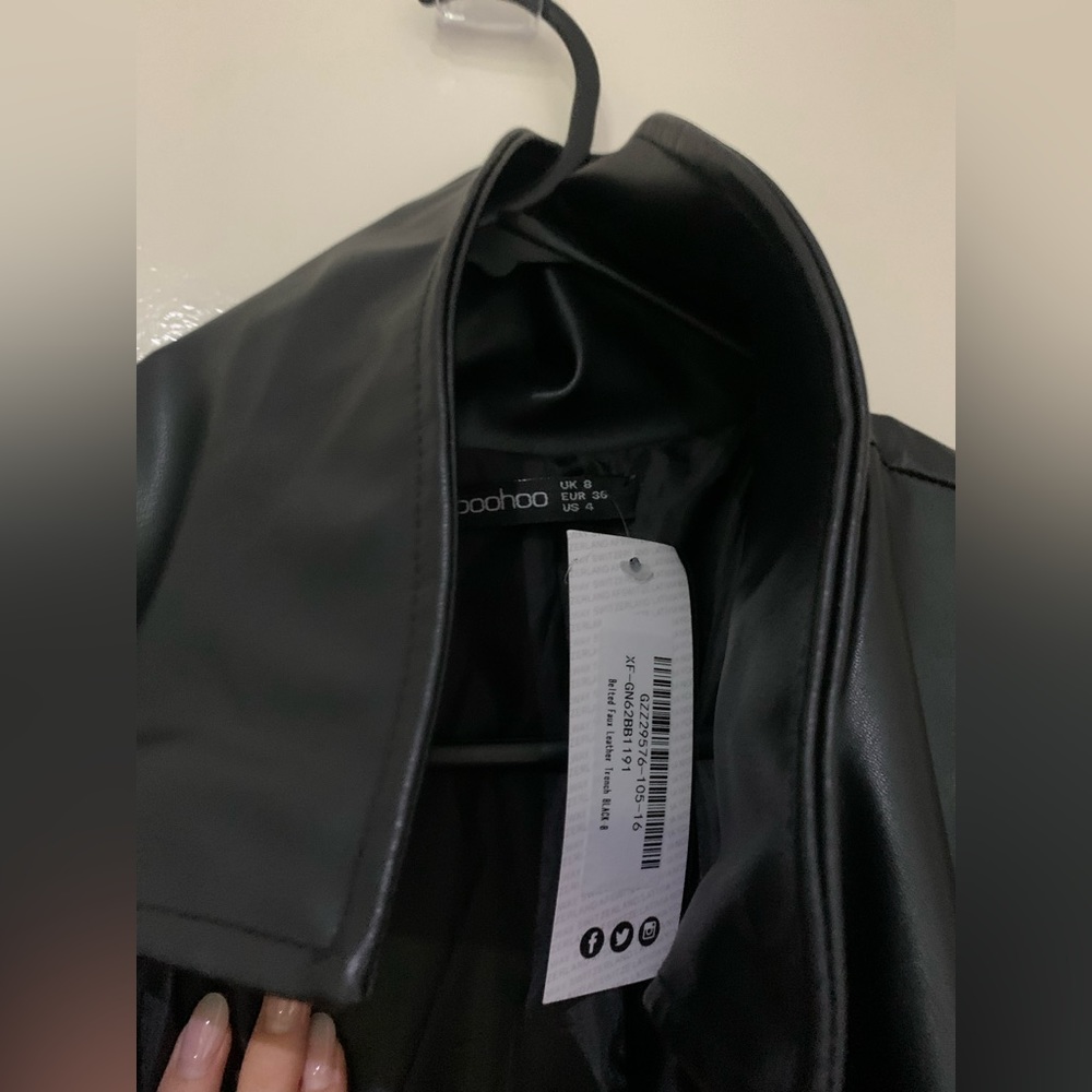 Boohoo black trench coat size 8 - Picture 3 of 3